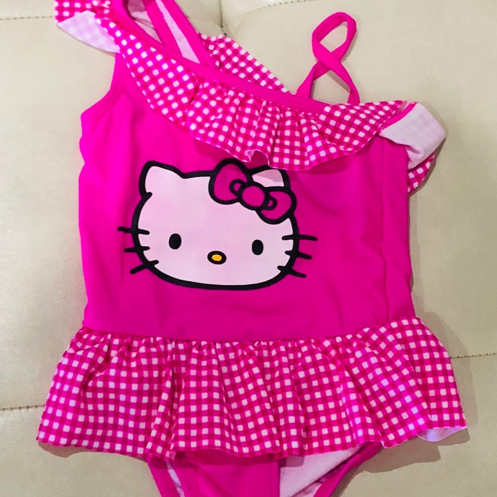 Hello Kitty Swimming Suits Pink One-Shoulder 2T